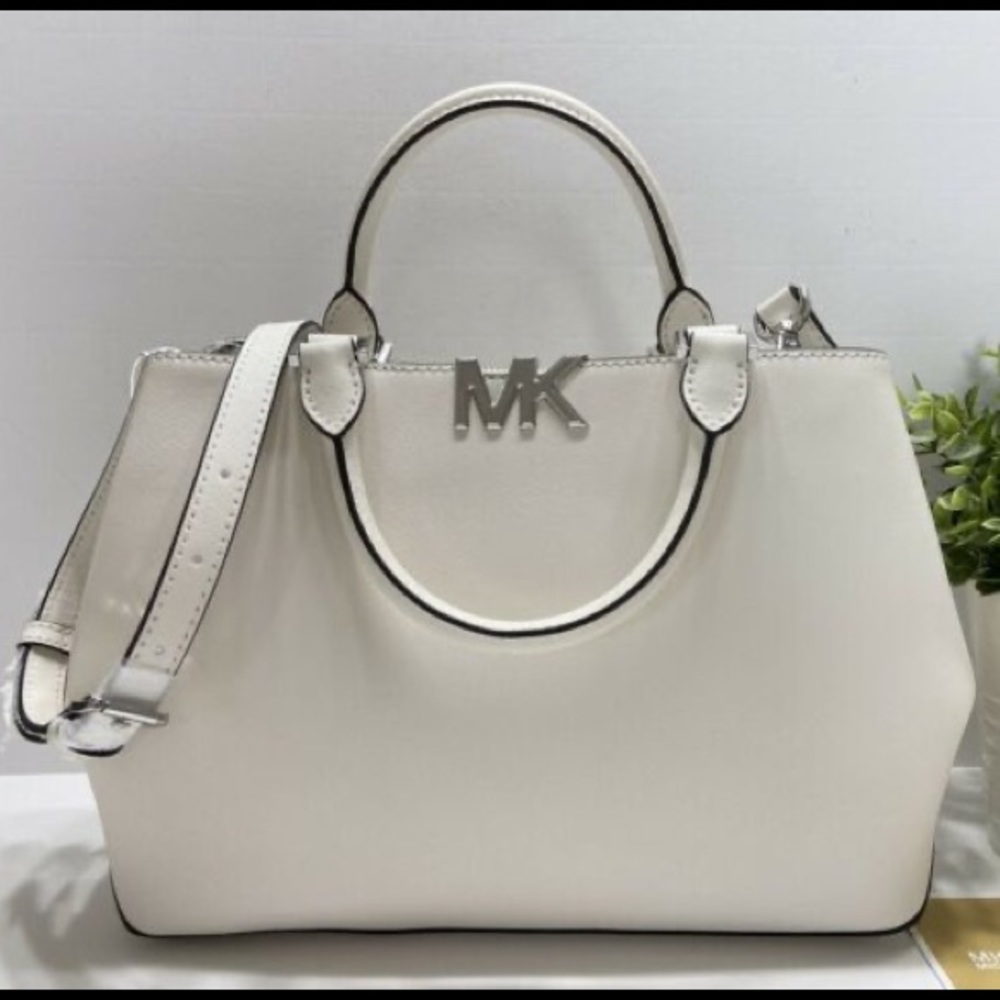 Michael Kors Florence MD Satchel HandBag White - Picture 2 of 16